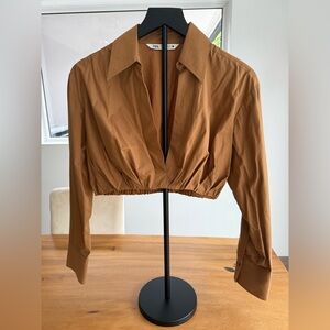 Zara Women's Cropped Poplin Shirt